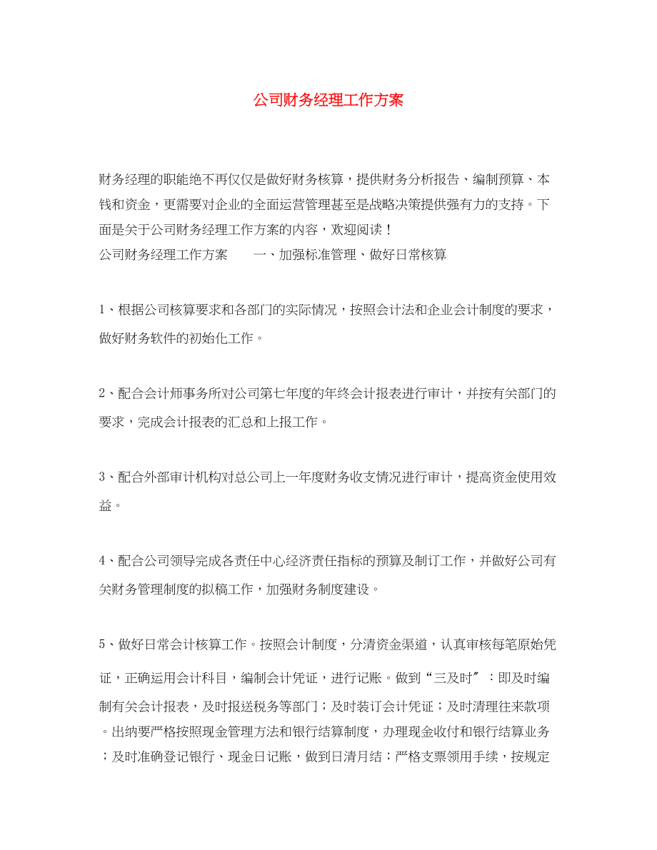 2023年公司财务经理工作计划.docx_第1页