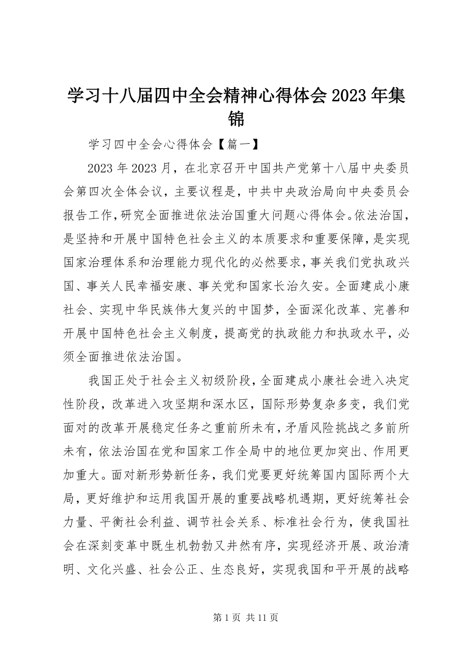 2023年学习十八届四中全会精神心得体会集锦.docx_第1页