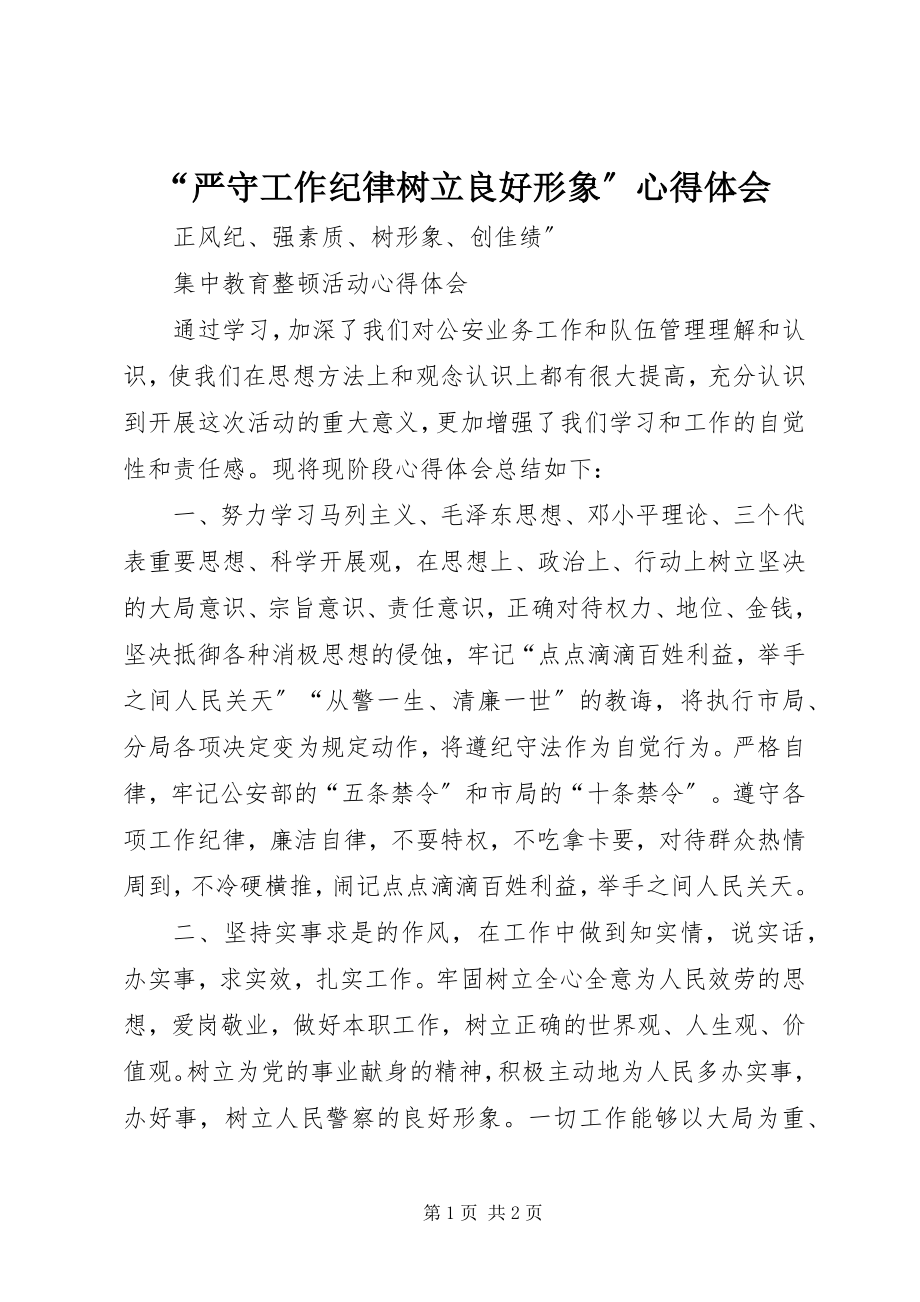 2023年严守工作纪律树立良好形象心得体会2.docx_第1页