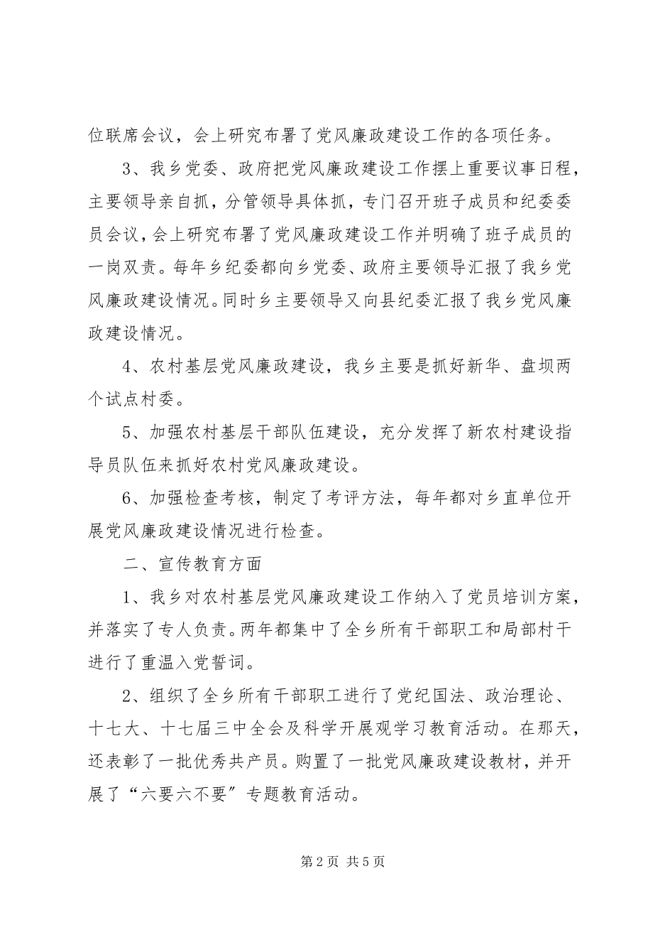 2023年乡镇纪委开展廉政建设工作汇报.docx_第2页