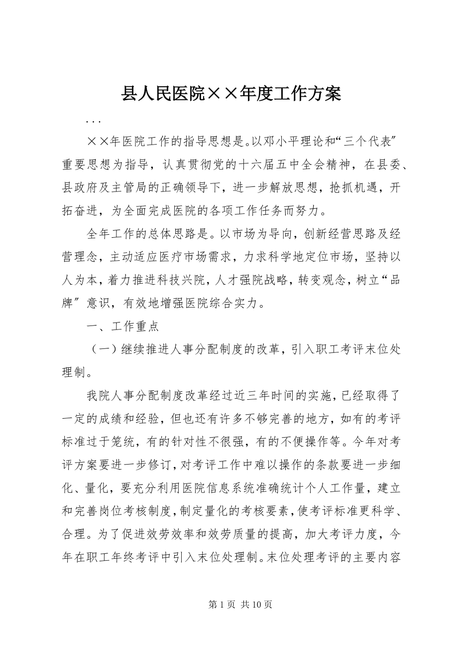 2023年县人民医院度工作计划.docx_第1页