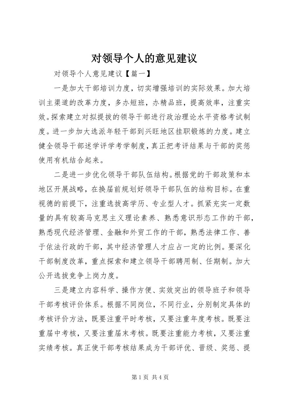 2023年对领导个人的意见建议.docx_第1页