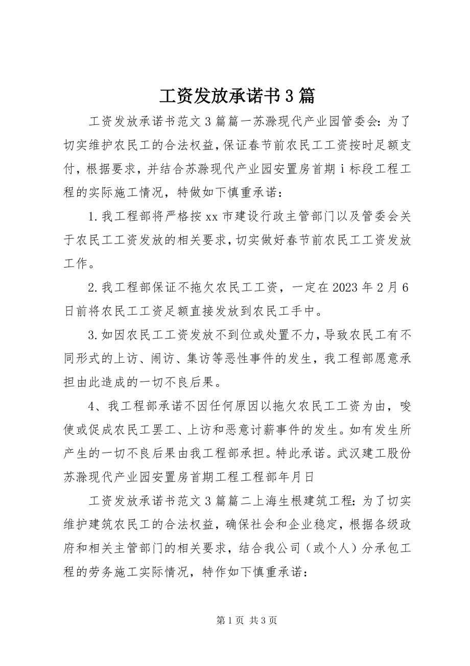 2023年工资发放承诺书3篇.docx_第1页