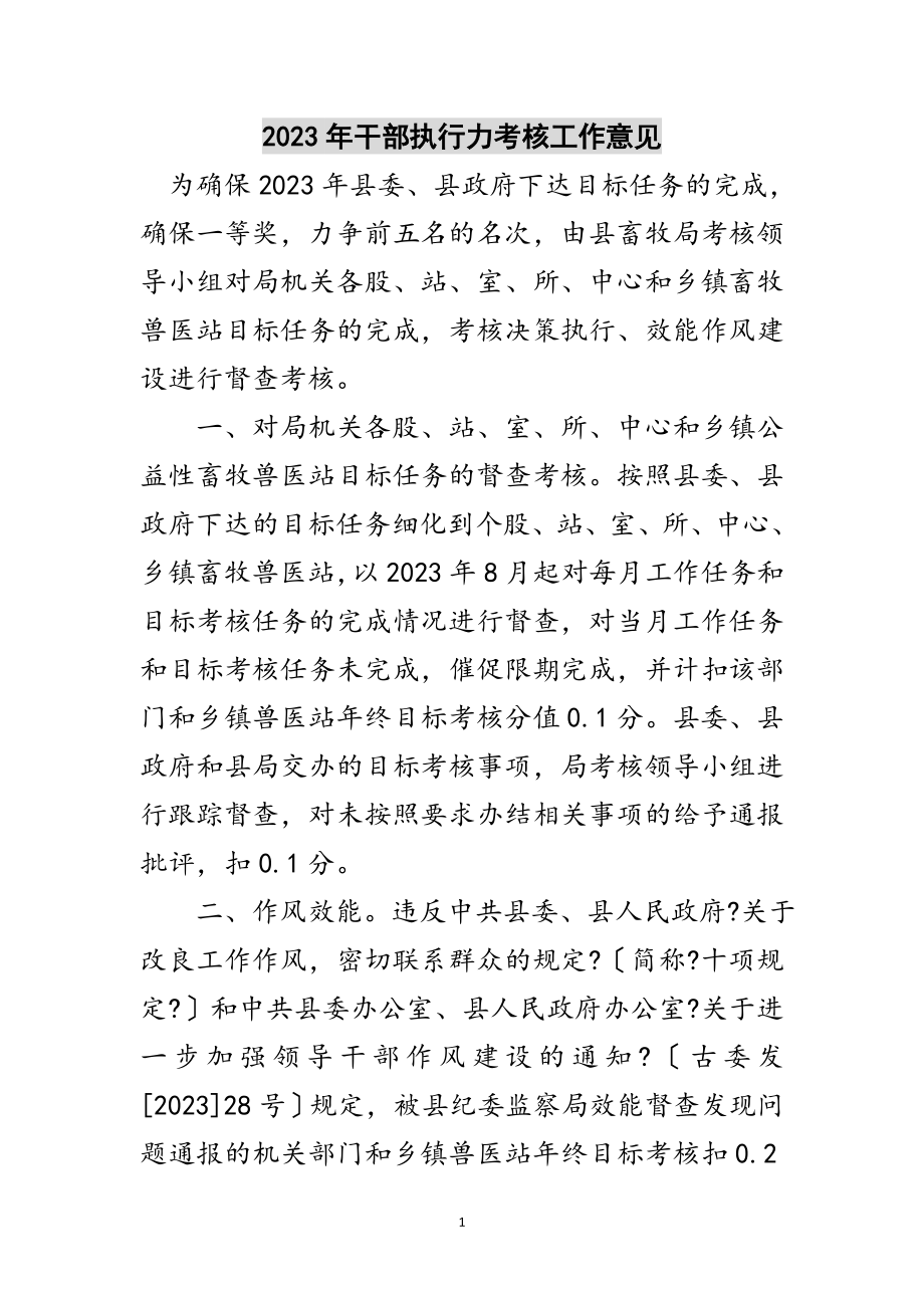 2023年年干部执行力考核工作意见范文.doc_第1页