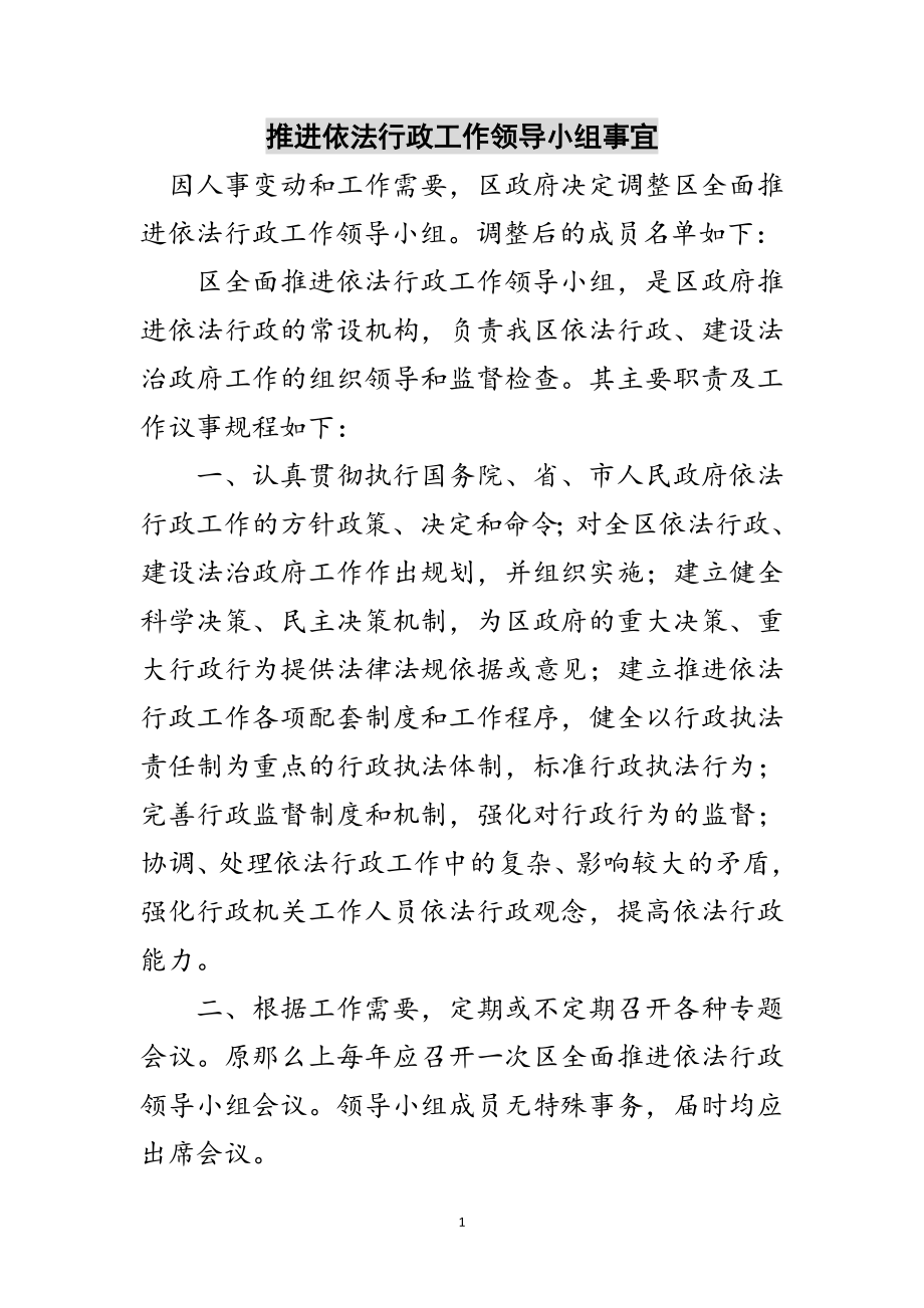 2023年推进依法行政工作领导小组事宜范文.doc_第1页