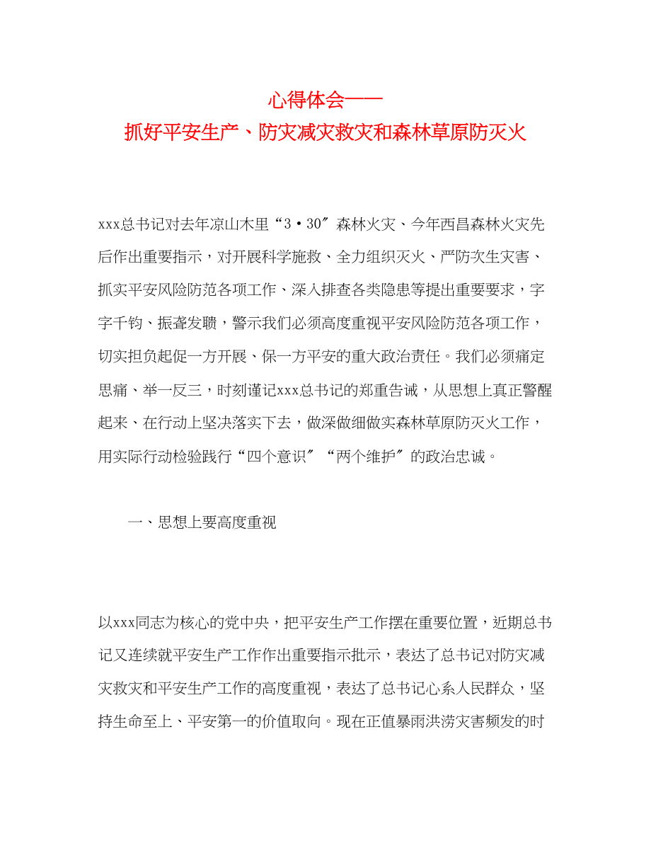 2023年心得体会抓好安全生产防灾减灾救灾和森林草原防灭火.docx_第1页