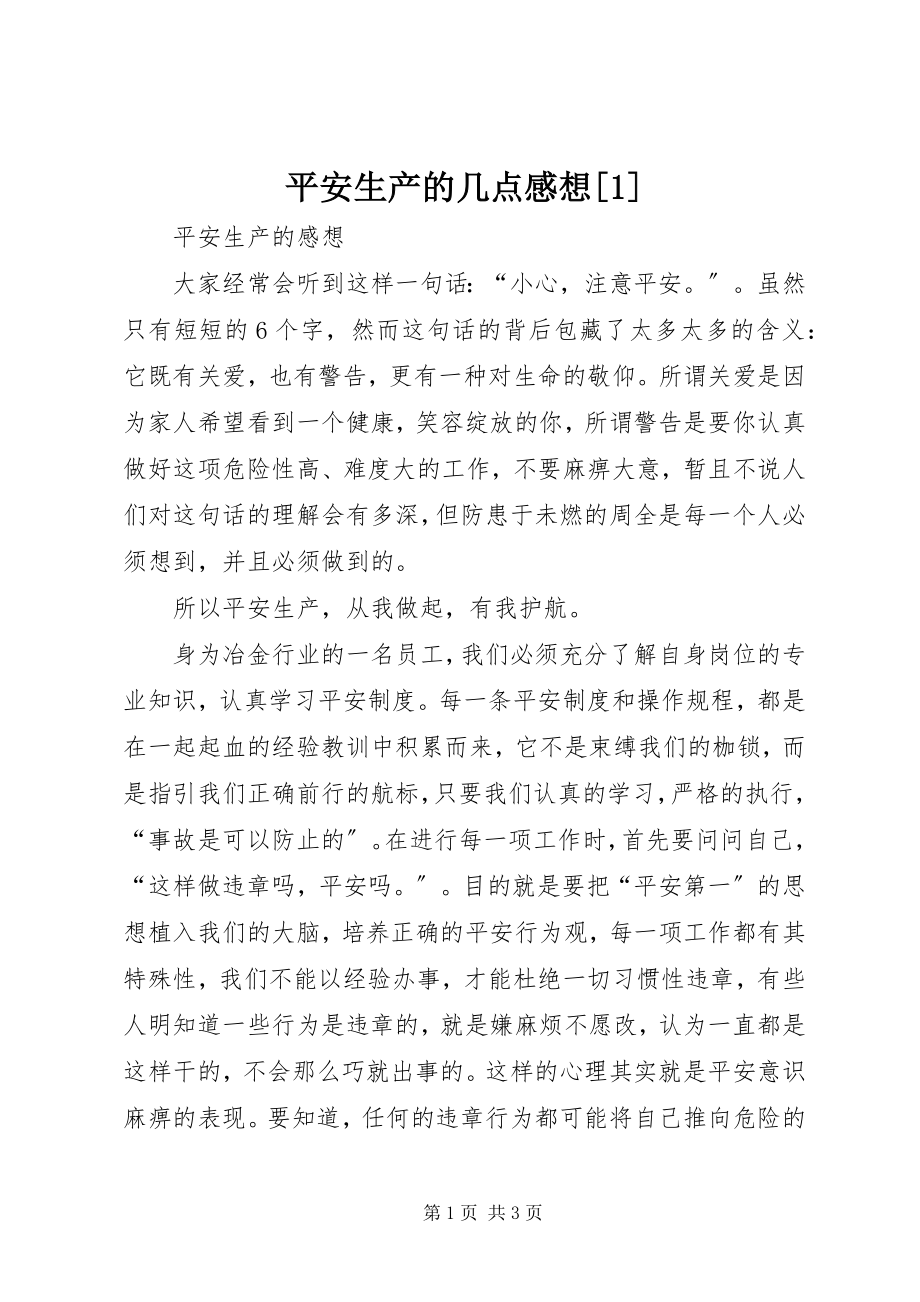 2023年安全生产的几点感想新编.docx_第1页