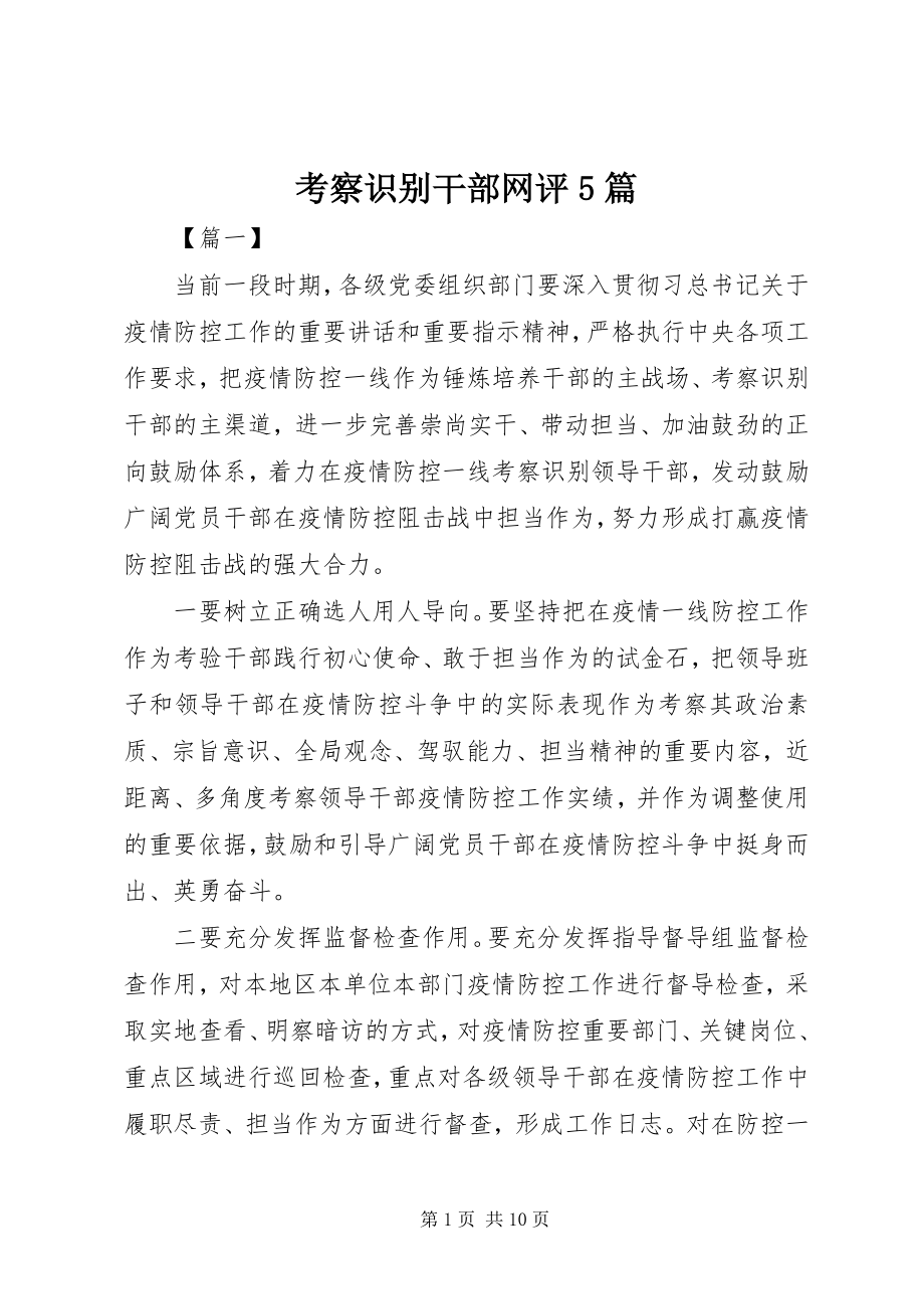 2023年考察识别干部网评5篇.docx_第1页