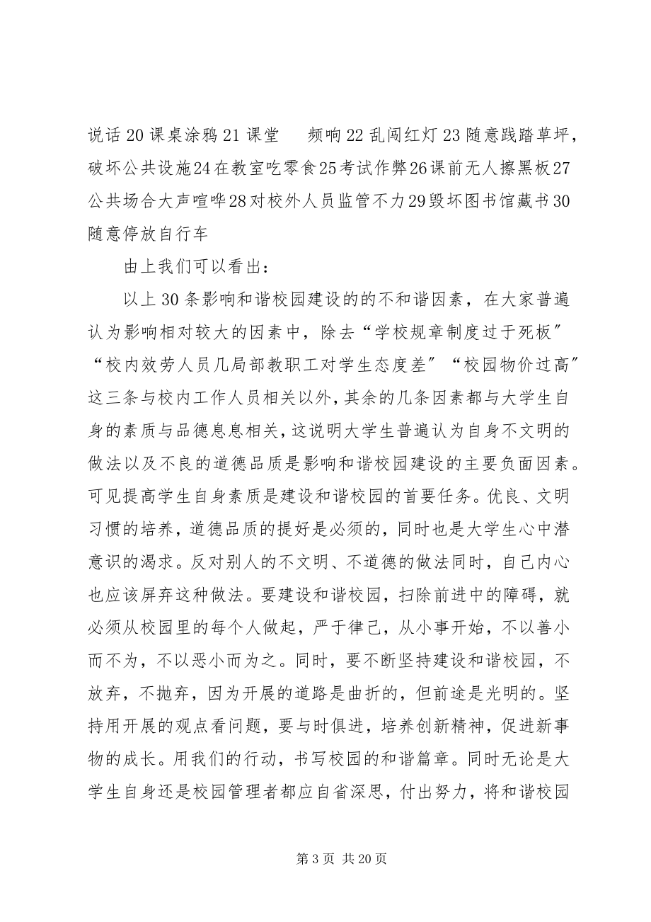 2023年影响和谐校园建设的负面因素调查.docx_第3页