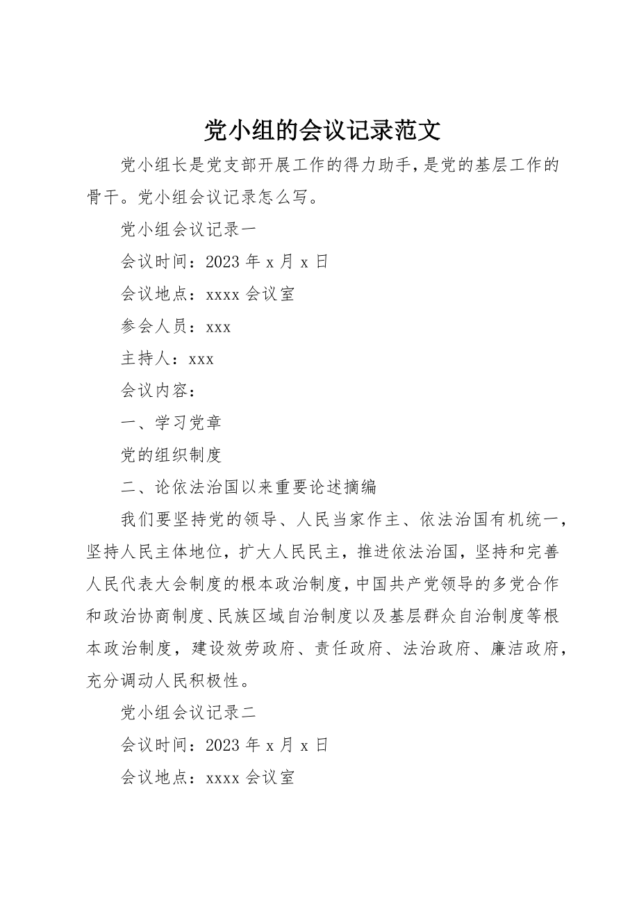 2023年党小组的会议记录.docx_第1页