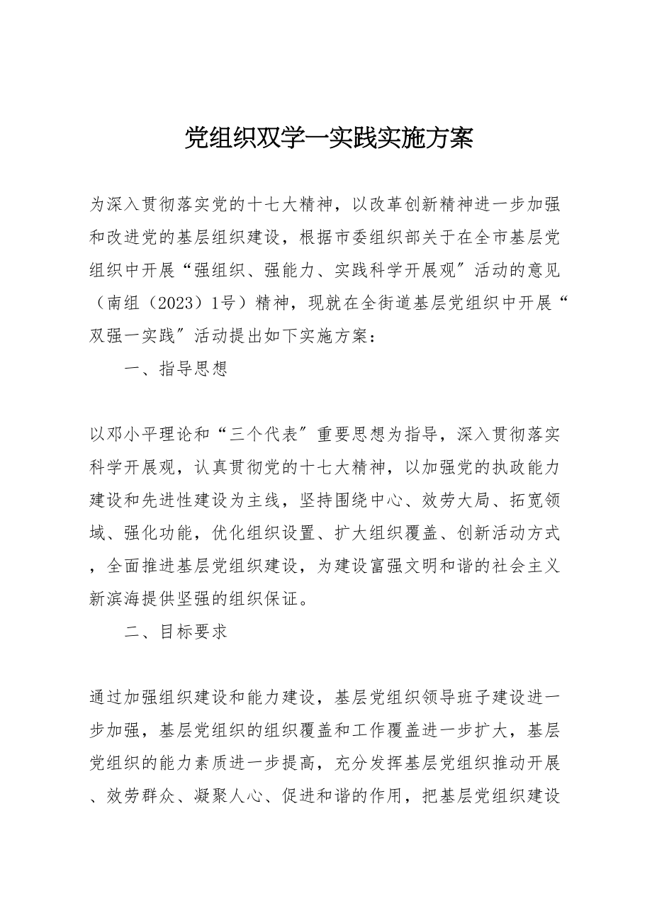 2023年党组织双学一实践实施方案.doc_第1页