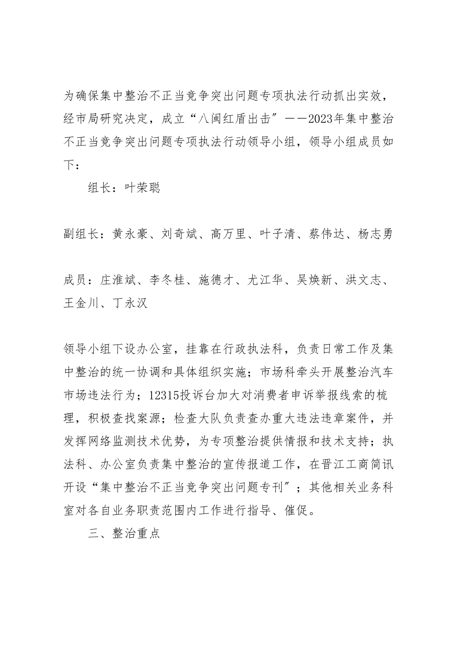 2023年工商局不正当竞争突出问题集中整治方案.doc_第2页