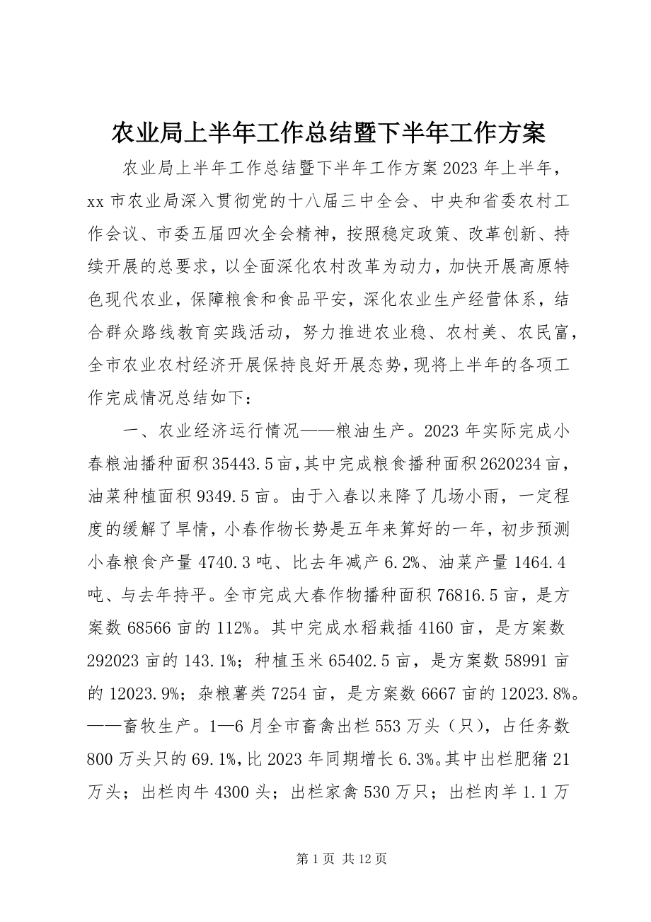 2023年农业局上半年工作总结暨下半年工作计划.docx_第1页