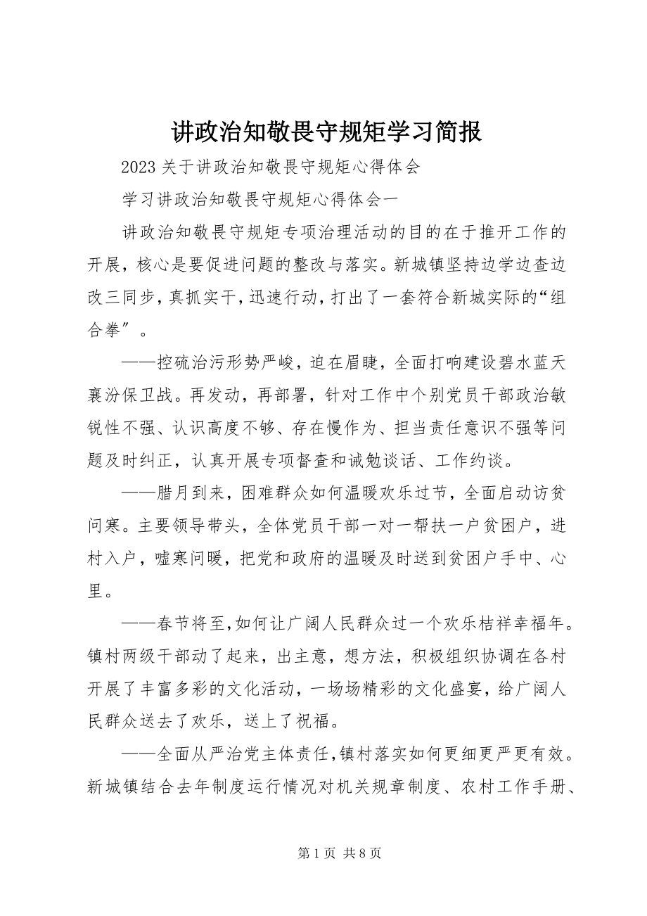 2023年讲政治知敬畏守规矩学习简报.docx_第1页