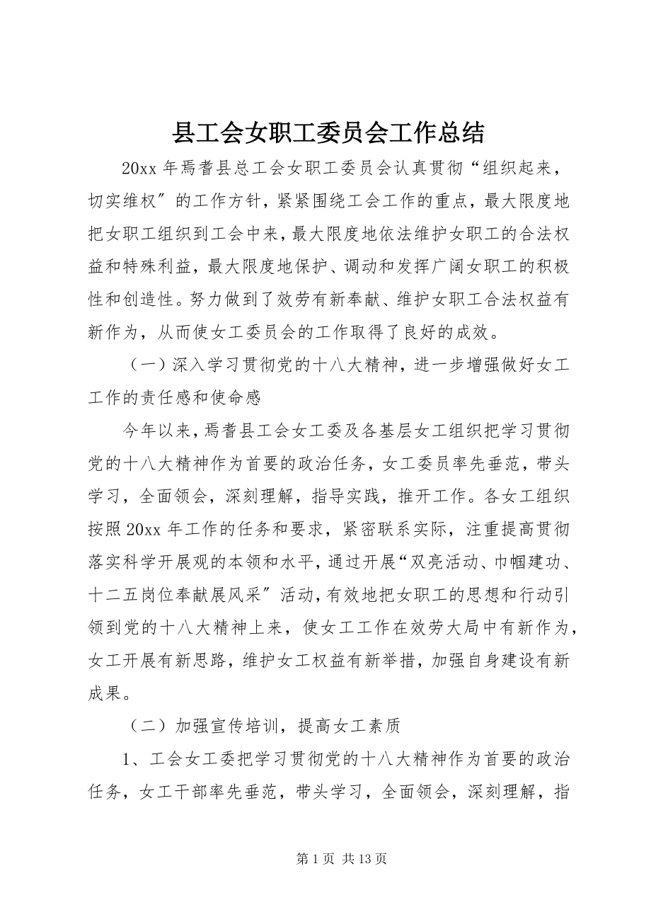 2023年县工会女职工委员会工作总结.docx_第1页