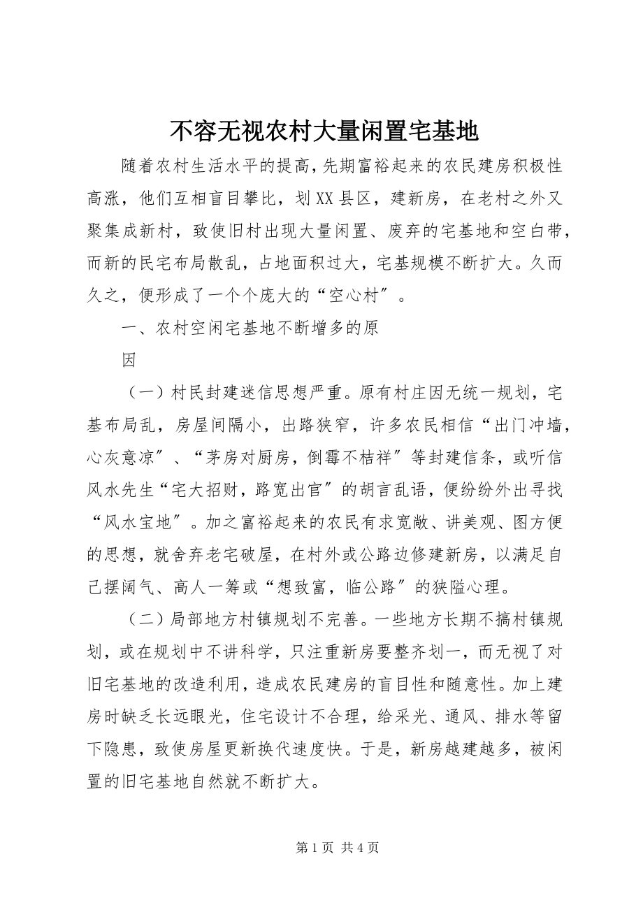 2023年不容忽视农村大量闲置宅基地新编.docx_第1页