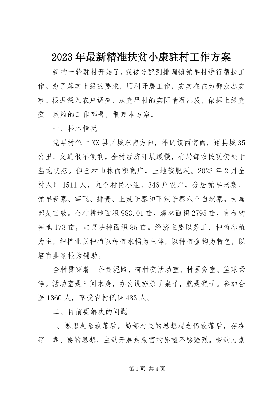 2023年精准扶贫小康驻村工作计划.docx_第1页