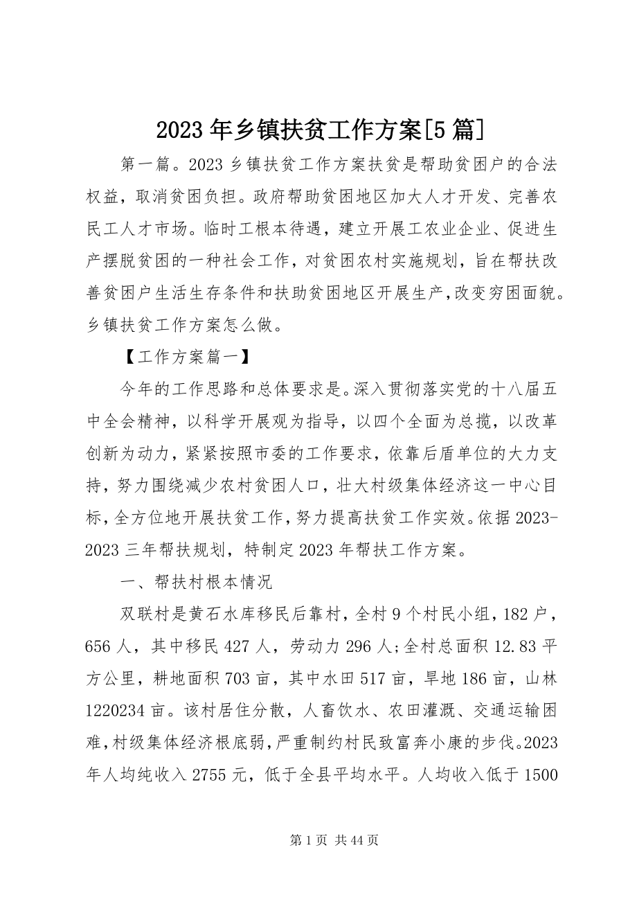 2023年乡镇扶贫工作计划5篇.docx_第1页