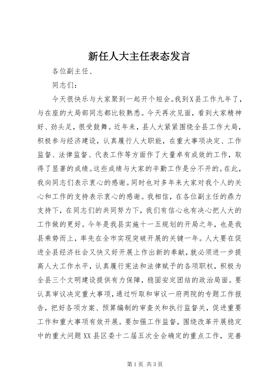 2023年新任人大主任表态讲话.docx_第1页