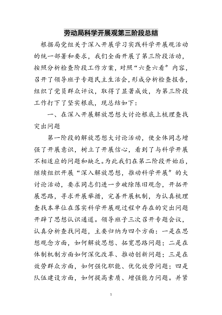 2023年劳动局科学发展观第三阶段总结范文.doc_第1页