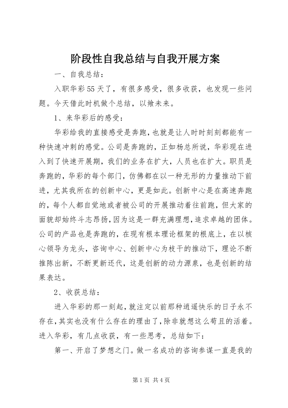 2023年阶段性自我总结与自我发展计划.docx_第1页