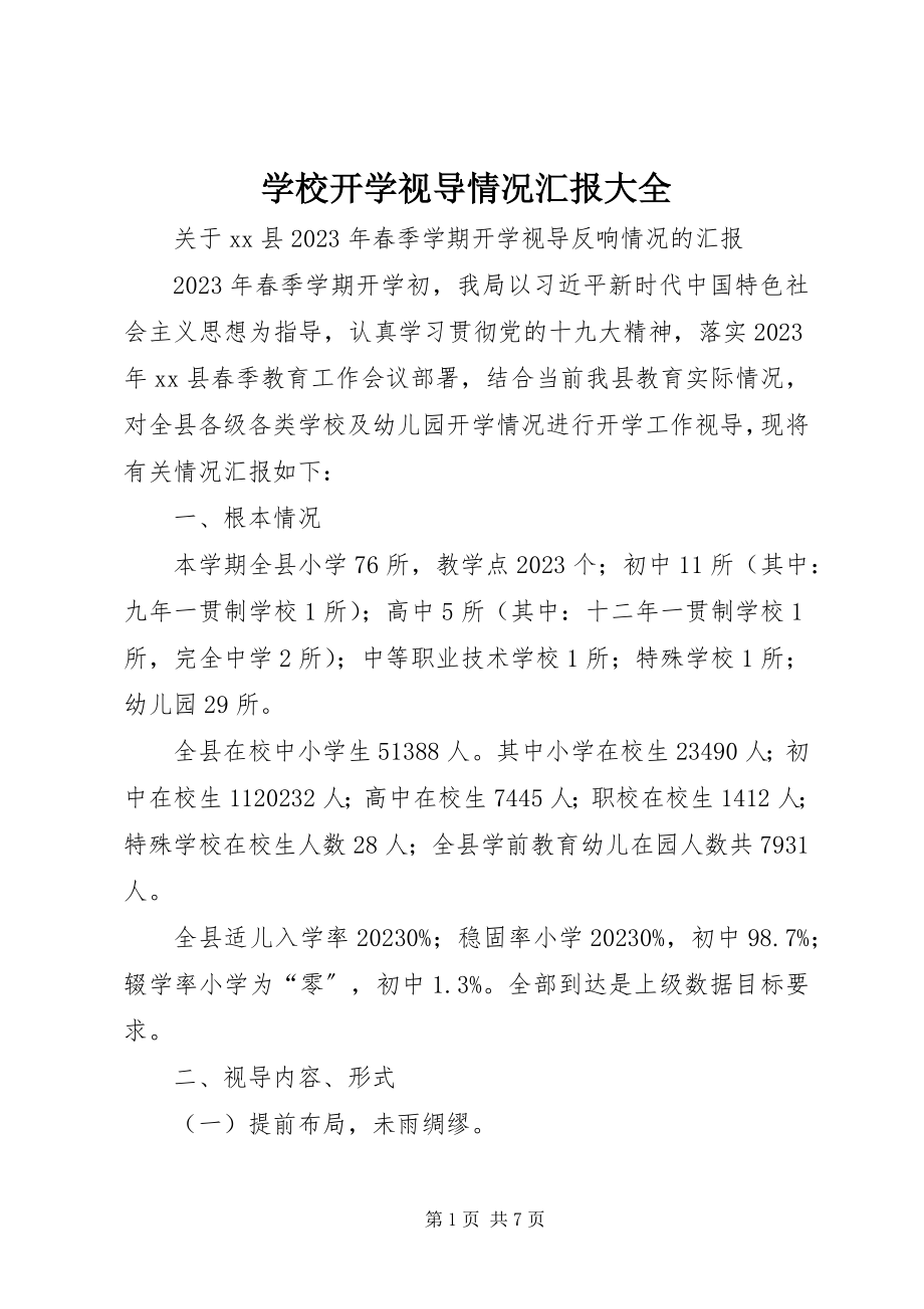 2023年学校开学视导情况汇报大全.docx_第1页