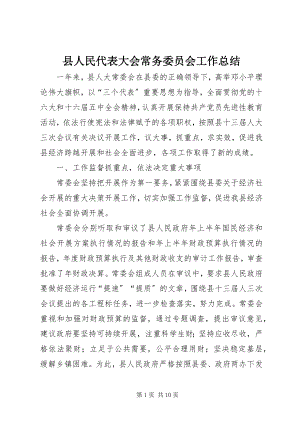 2023年县人民代表大会常务委员会工作总结.docx