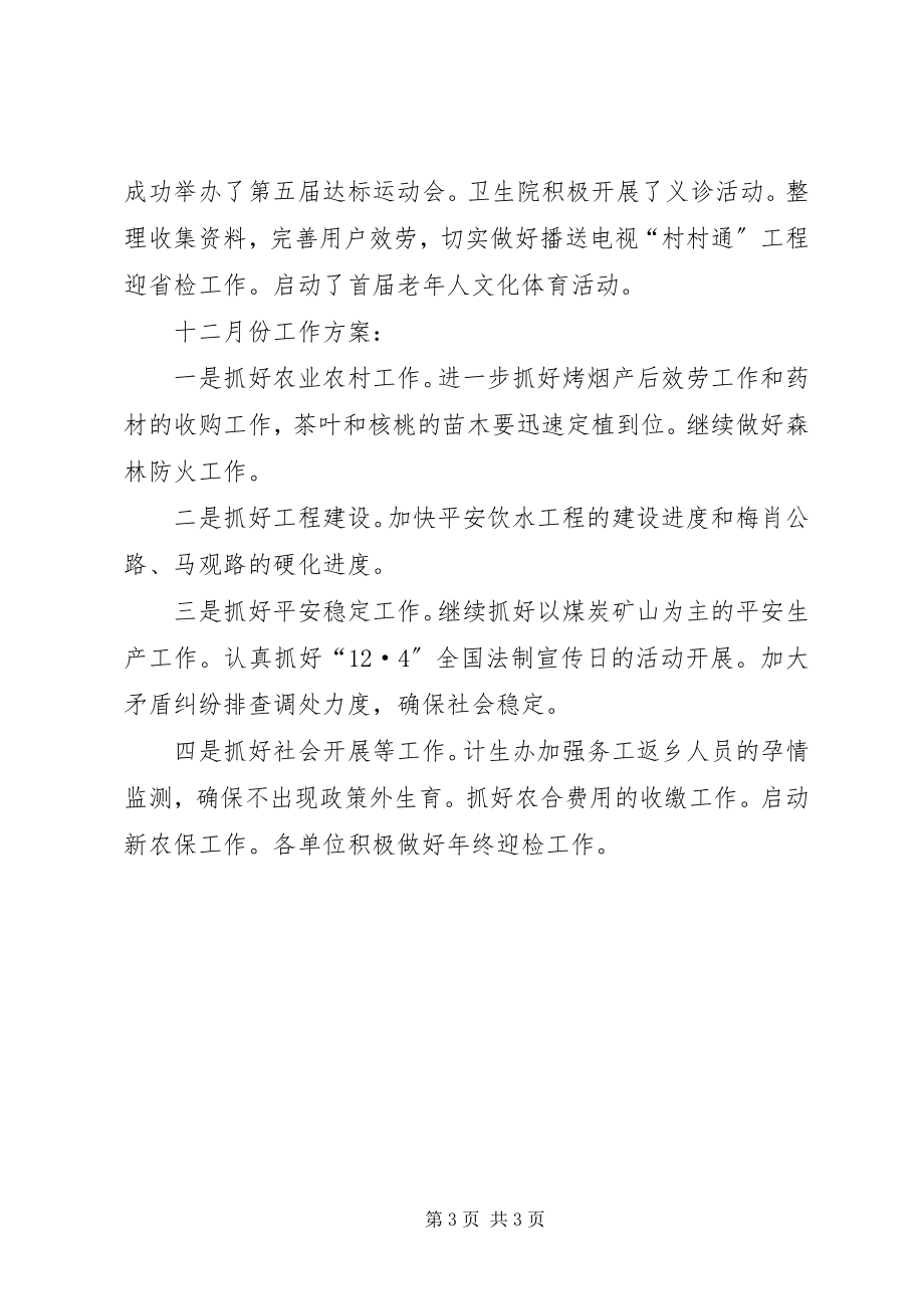 2023年乡十一月份工作小结及十二月份工作计划.docx_第3页