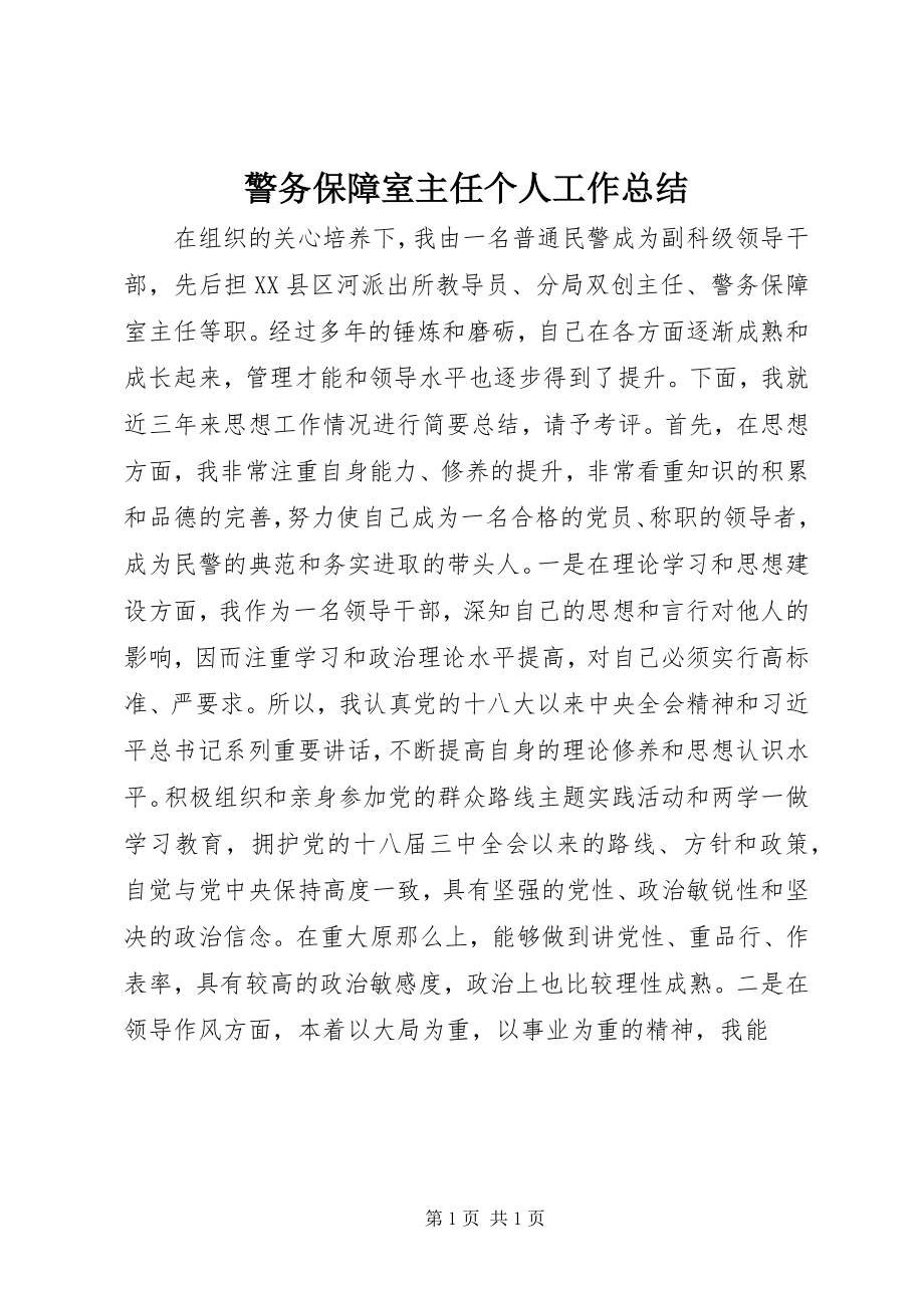 2023年警务保障室主任个人工作总结.docx_第1页