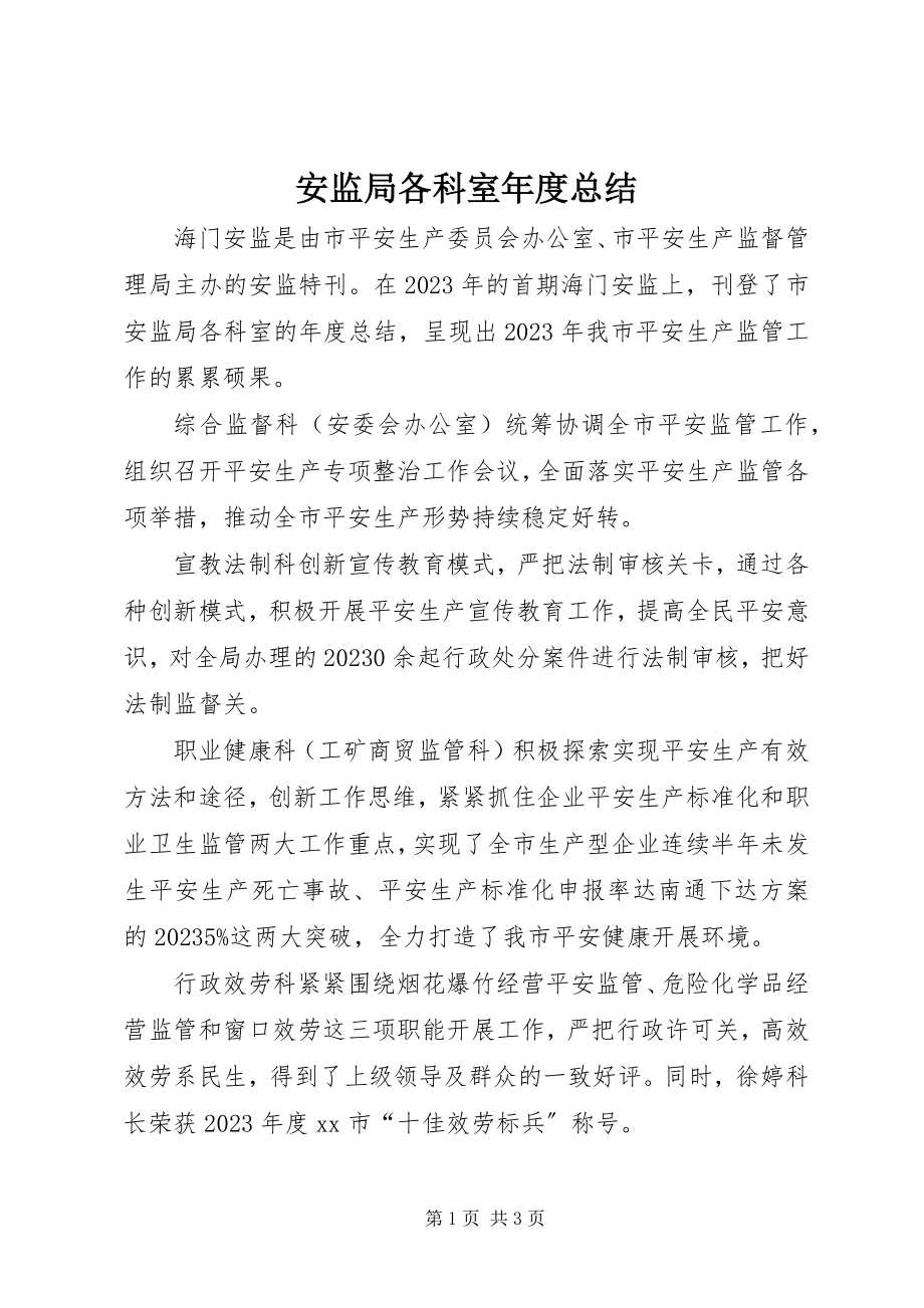 2023年安监局各科室年度总结新编.docx_第1页