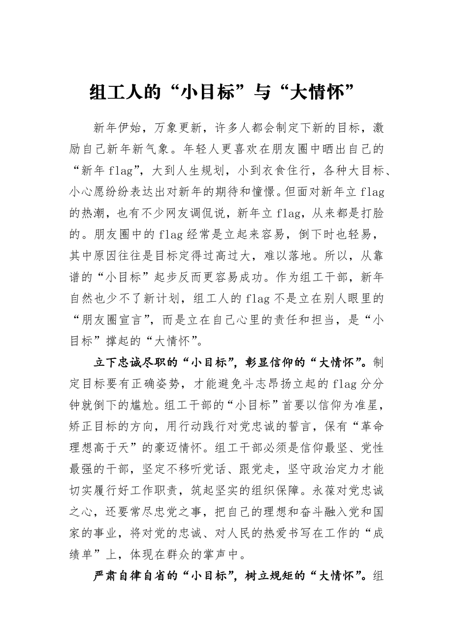 组织：组工人的“小目标”与“大情怀”.docx_第1页