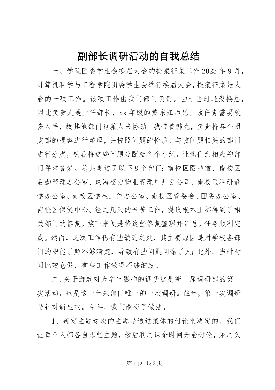 2023年副部长调研活动的自我总结.docx_第1页