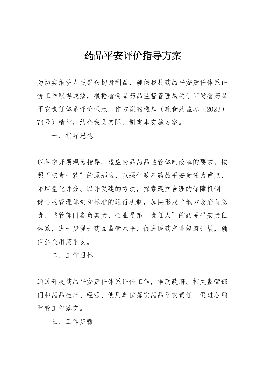 2023年药品安全评价指导方案.doc_第1页