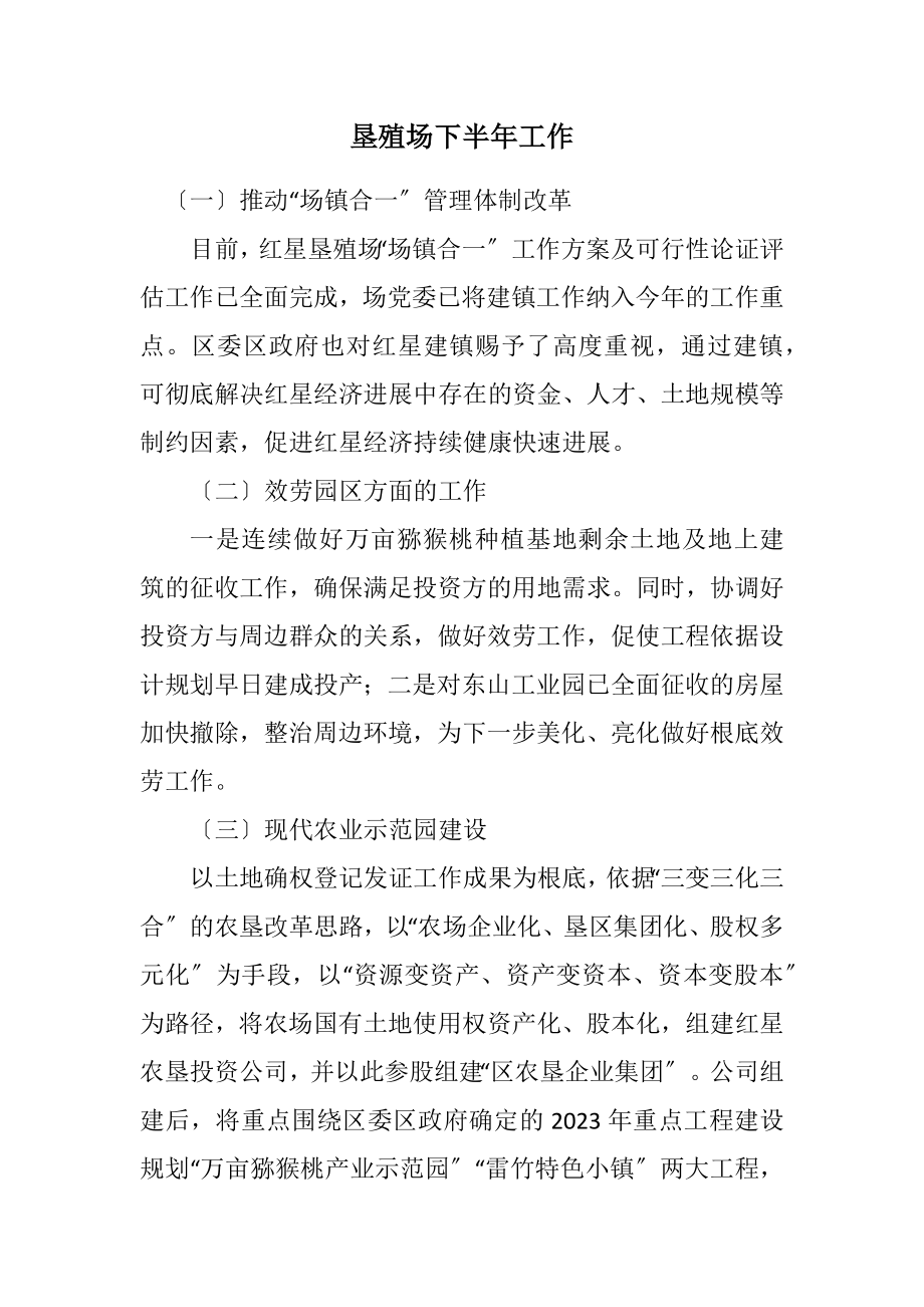 2023年垦殖场下半年工作计划.docx_第1页