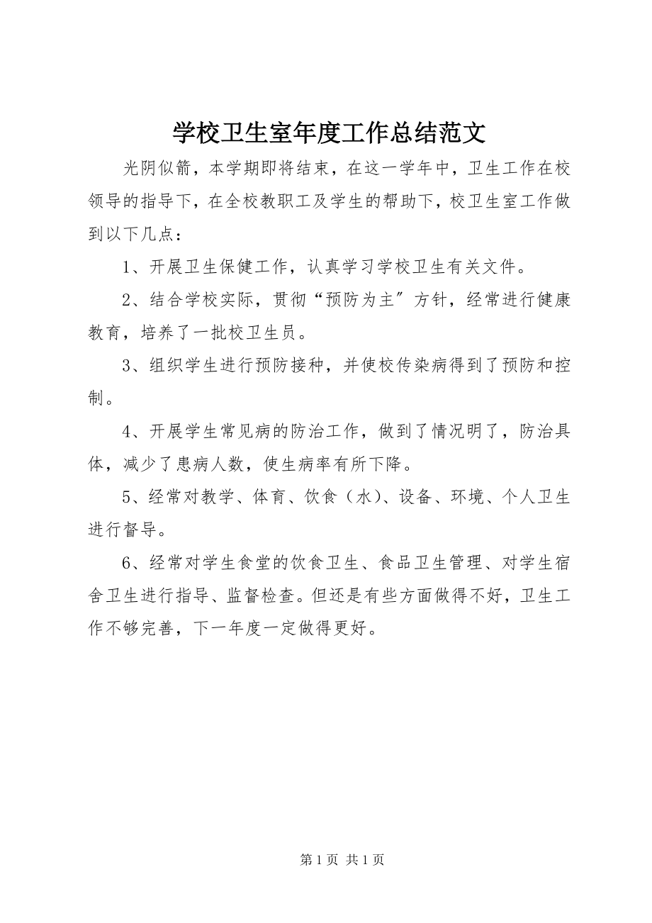 2023年学校卫生室年度工作总结.docx_第1页