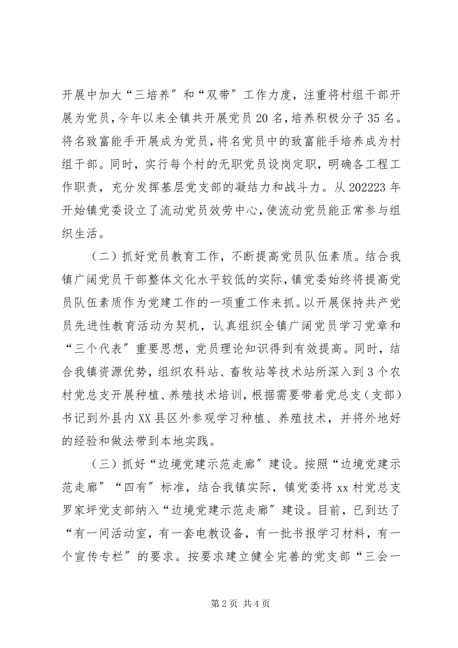 2023年边境乡镇党建工作情况汇报.docx_第2页