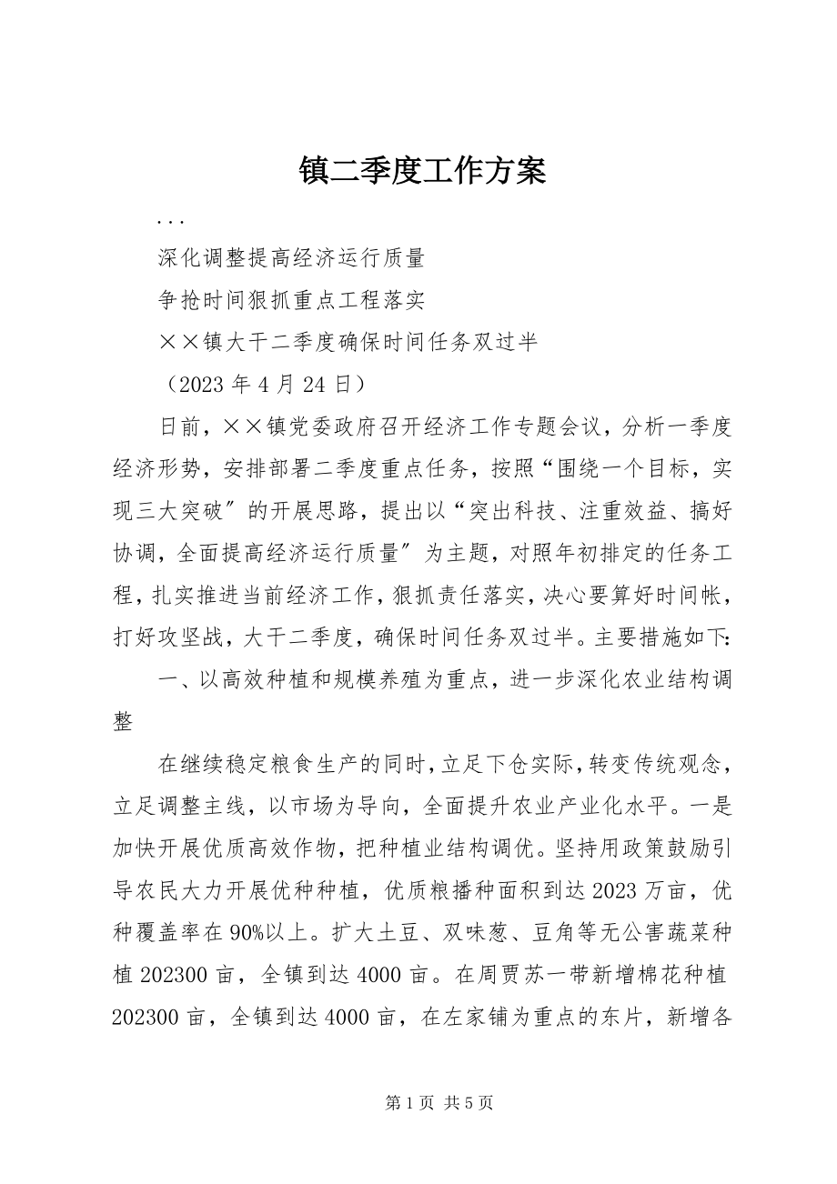 2023年镇二季度工作计划.docx_第1页