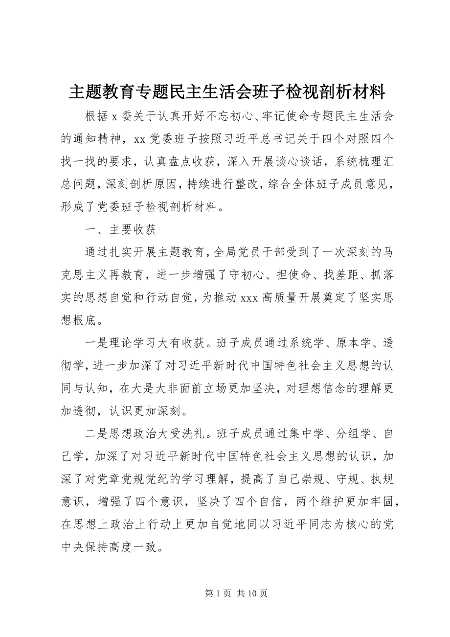 2023年主题教育专题民主生活会班子检视剖析材料.docx_第1页