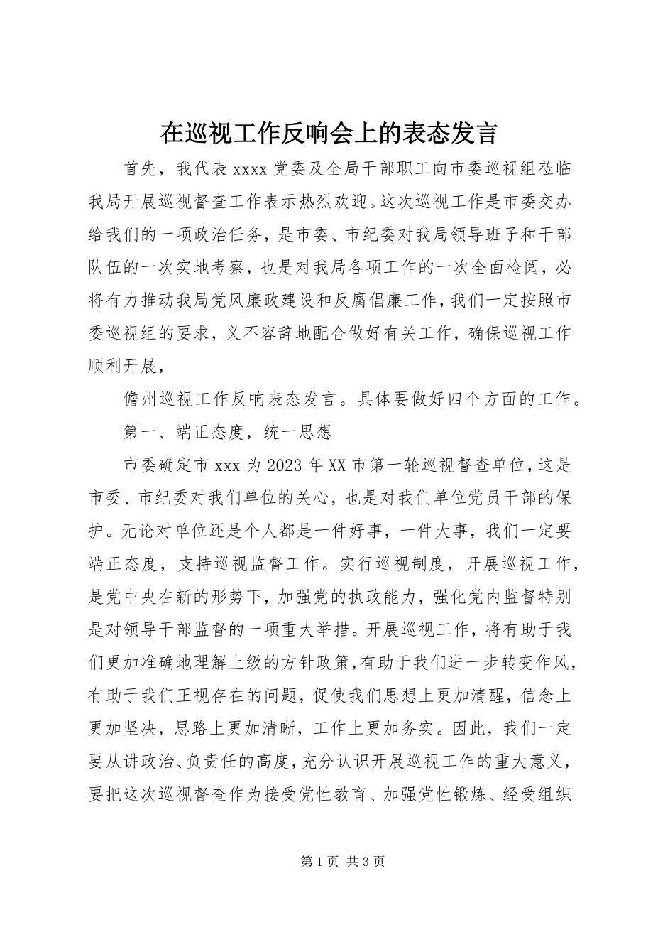 2023年在巡视工作反馈会上的表态讲话.docx_第1页