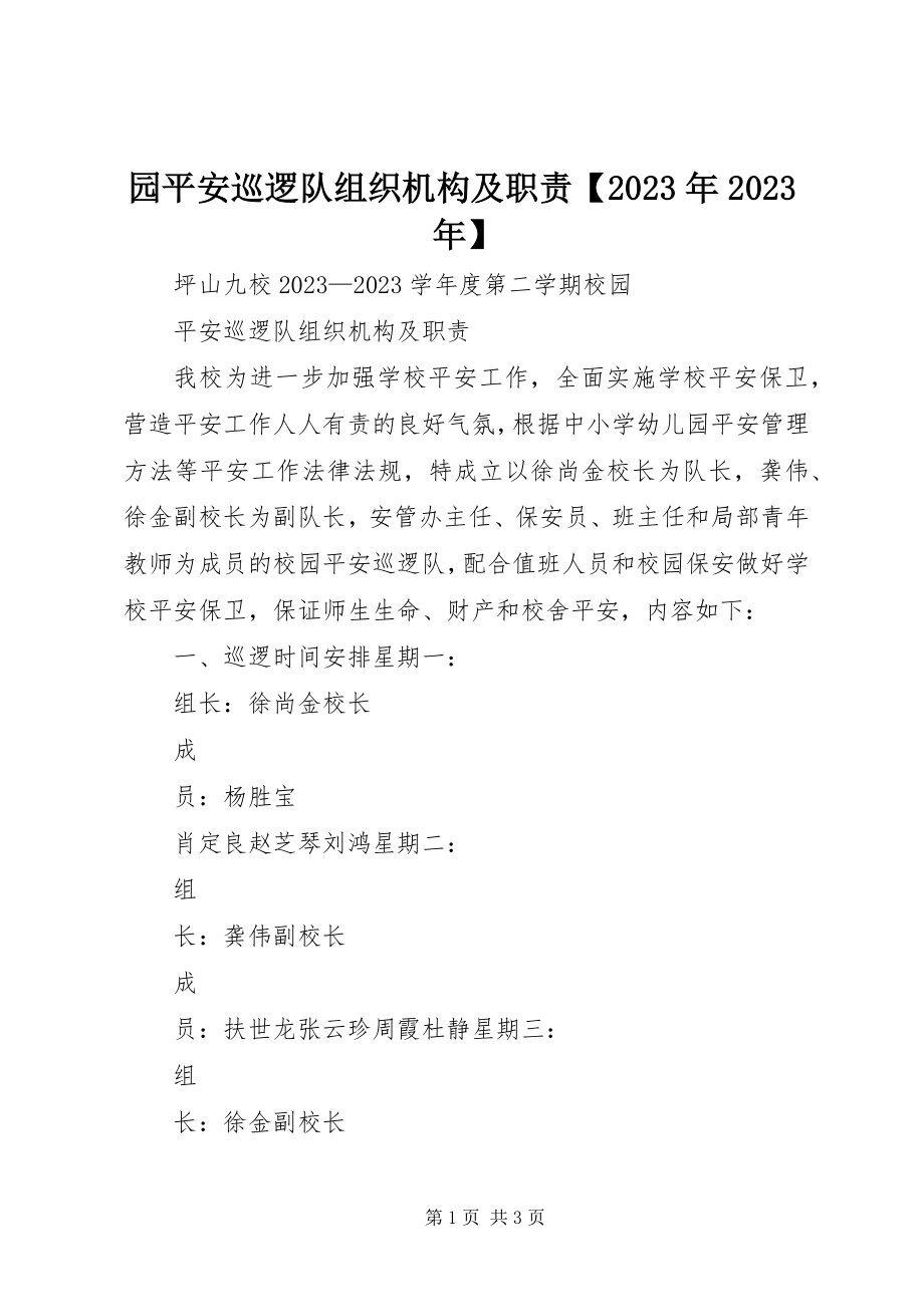 2023年园安全巡逻队组织机构及职责.docx_第1页