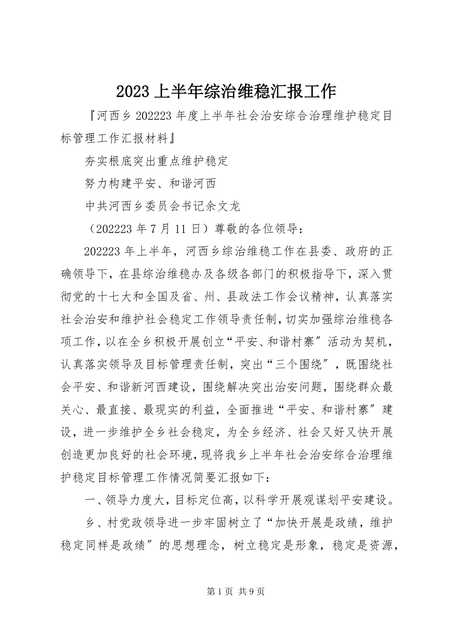 2023年上半年综治维稳汇报工作新编.docx_第1页