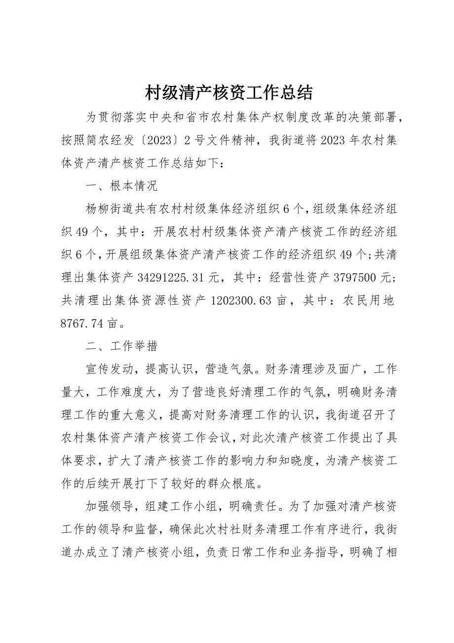 2023年村级清产核资工作总结新编.docx_第1页