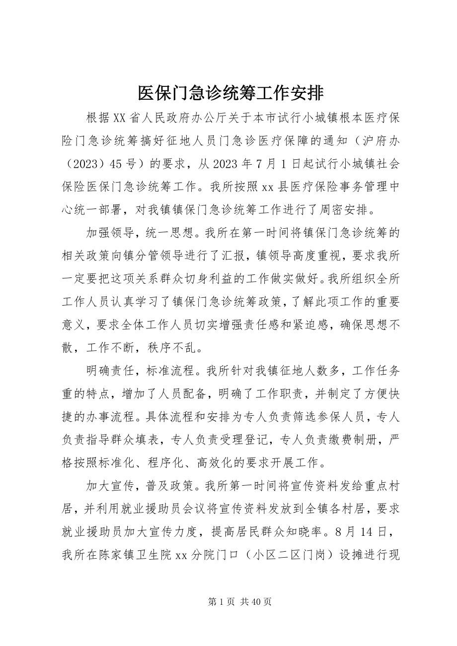 2023年医保门急诊统筹工作安排.docx_第1页