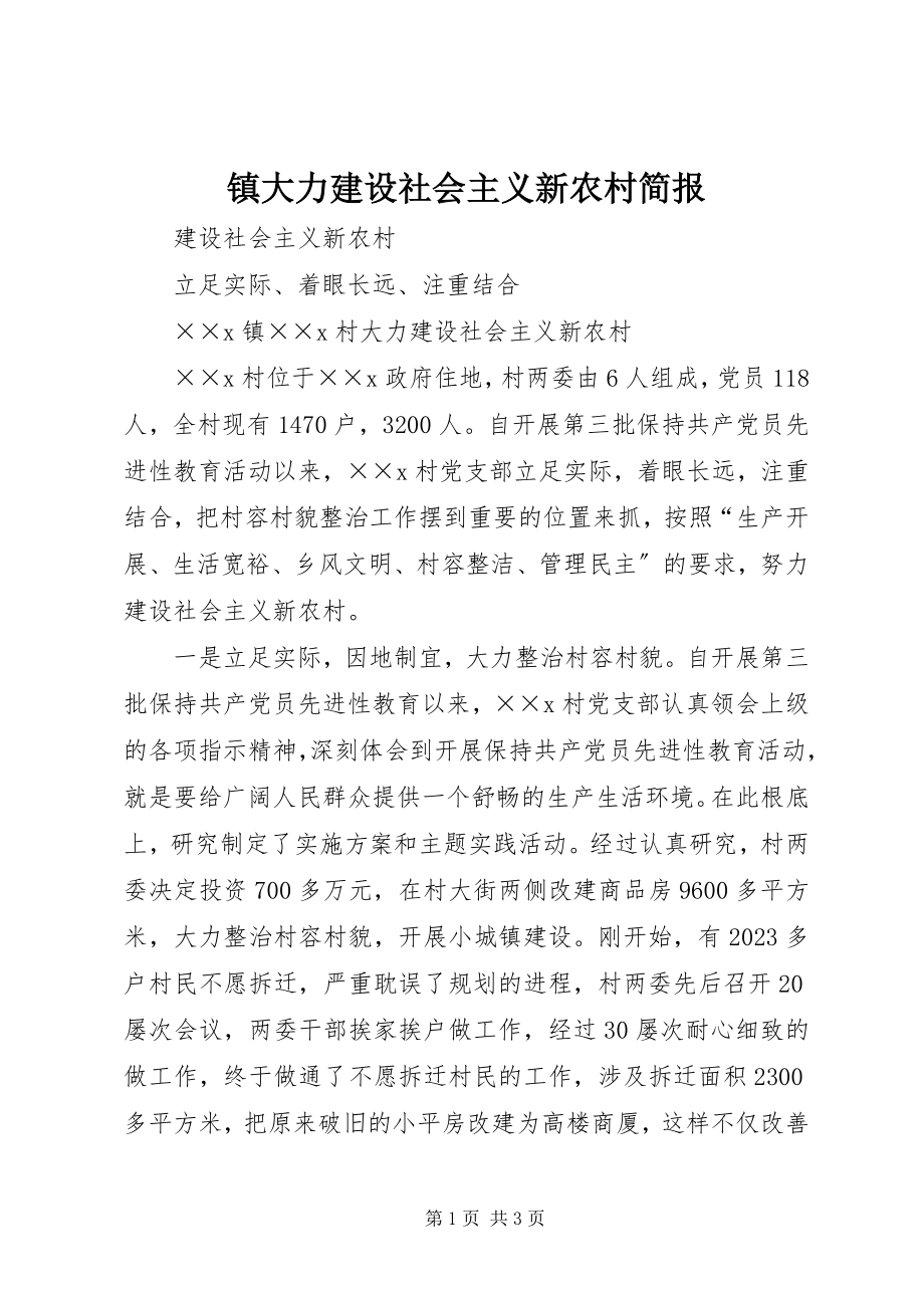 2023年镇大力建设社会主义新农村简报.docx_第1页