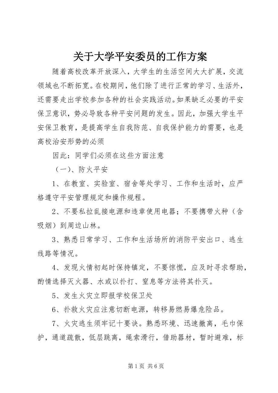 2023年大学安全委员的工作计划.docx_第1页