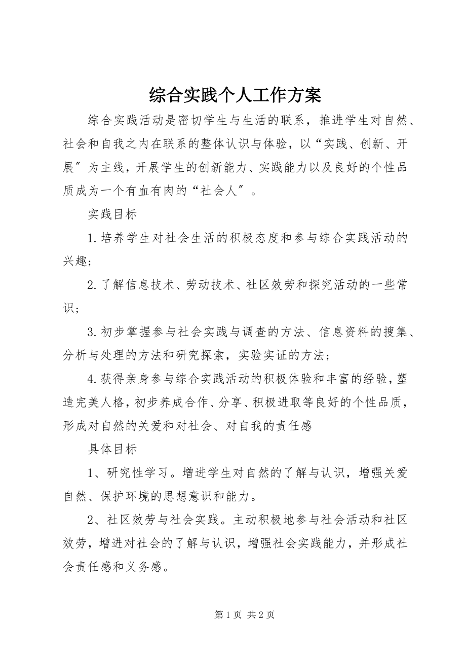 2023年综合实践个人工作计划.docx_第1页