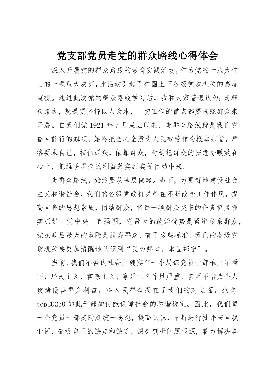 2023年党支部党员走党的群众路线心得体会.docx_第1页