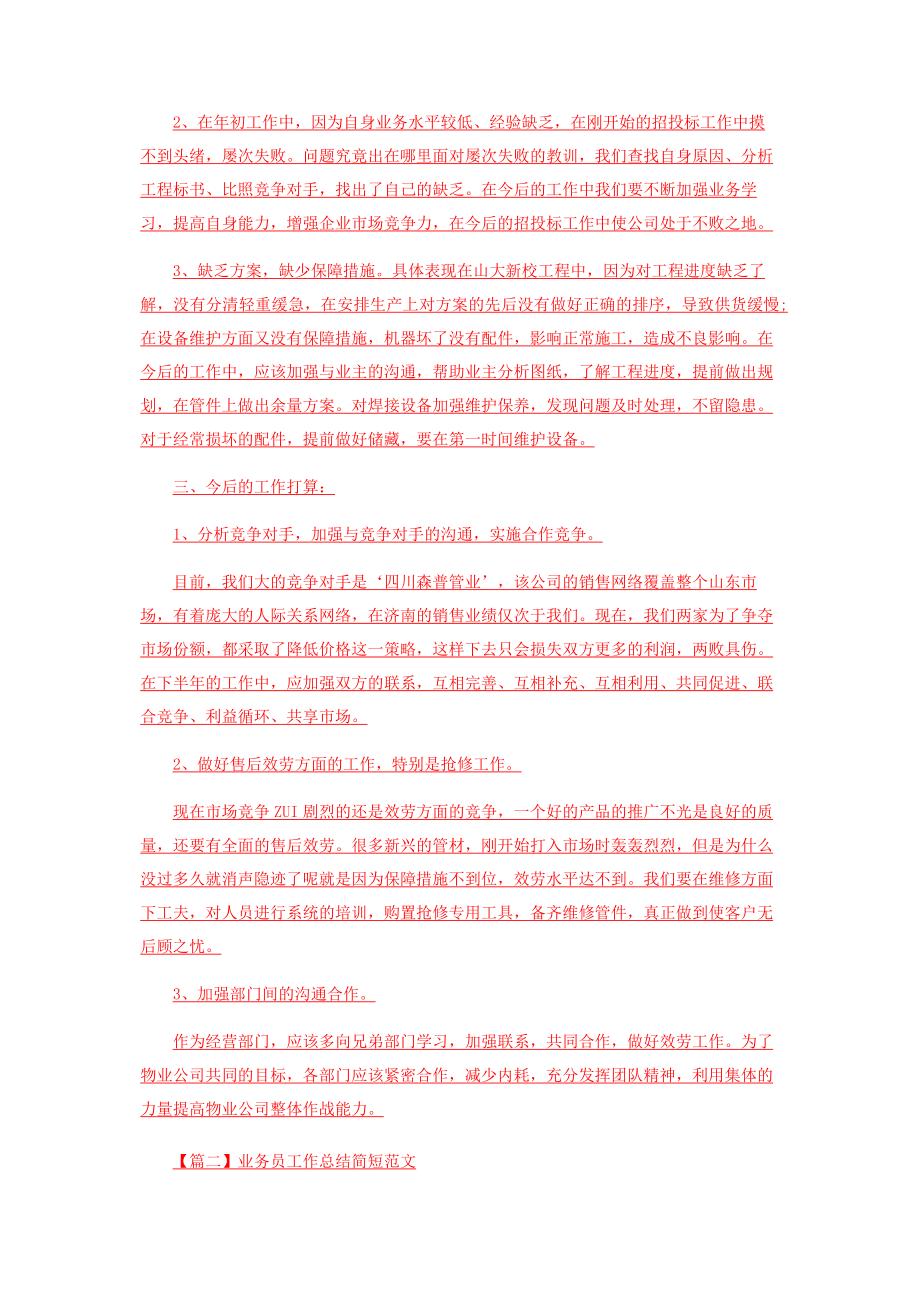 2023年业务员工作总结简短范本.docx_第2页