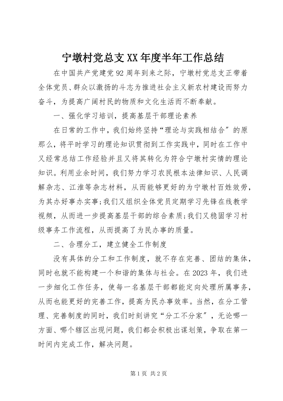 2023年宁墩村党总支度半年工作总结.docx_第1页