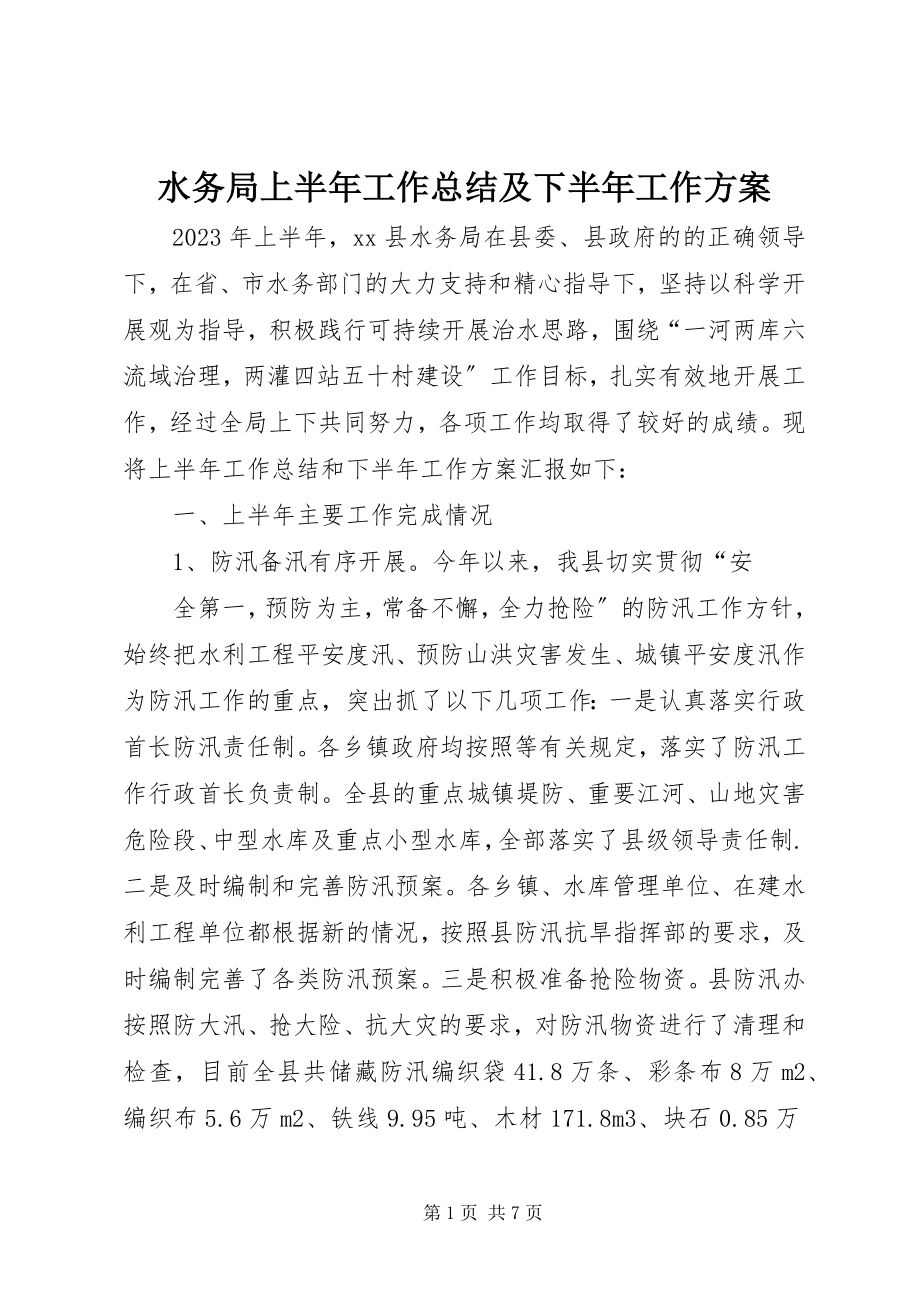 2023年水务局上半年工作总结及下半年工作计划.docx_第1页